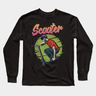 Funny Scooter Kid Riding Tricks Obsessed Long Sleeve T-Shirt